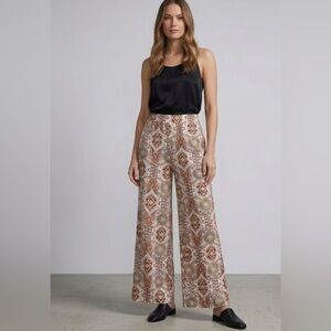 EST.1946  Printed Wide-Leg Palazzo Pants - Cream, Brown, Rust